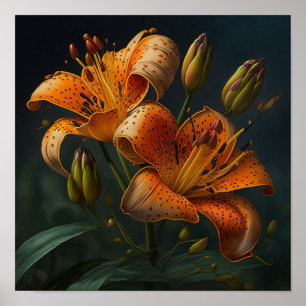 Póster Naranja Tiger Lily Flower Art Print Poster