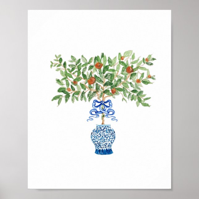 Póster Naranja Tree Ginger Jar Topiary Art Print Poster (Frente)