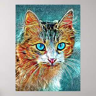 Póster Naranja turquesa Cat 685
