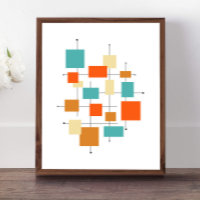 Naranja turquesa cuadradas a mediados del siglo