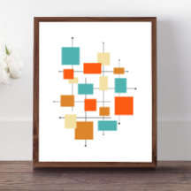 Naranja turquesa cuadradas a mediados del siglo