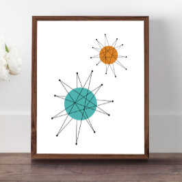 Póster Naranja Turquesa Franciscano Starburst Mid Century