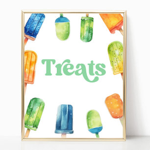 Póster Naranja verde azul Fiesta de paleta  de mesa Rótul