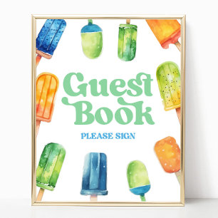 Póster Naranja verde azul Popsicle Guest Book Table Rótul