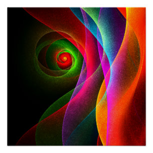 Póster Naranja Verde Rojo Patrón de arte abstracto modern