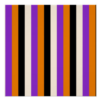 Póster Naranja Violeta Negro Raya Halloween