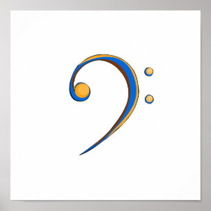 Póster Naranja y azul del estilo sport del Clef bajo