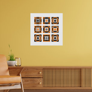 Póster Naranja y mosaico negro