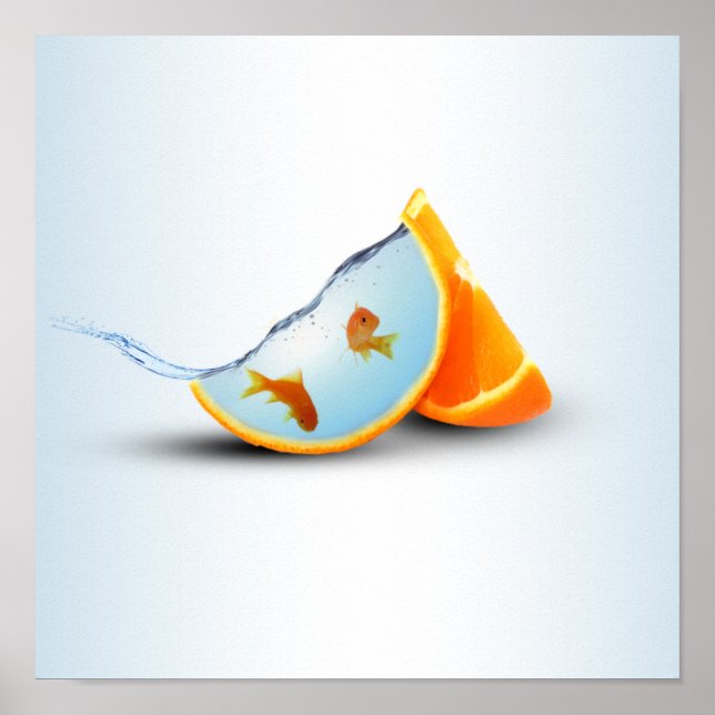Póster Naranja y peces rojos (Frente)