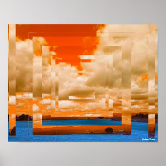 Póster Naranja y Poster de plazas azules de 14" x 11"