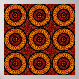 Póster Naranja y retro amarillo Mandala