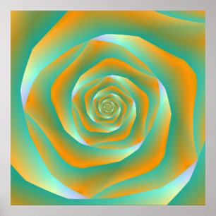 Póster Naranja y Rosa de espiral verde Poster
