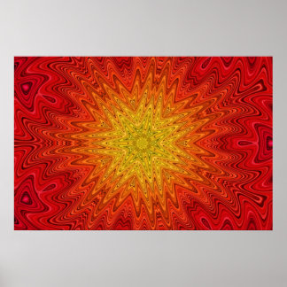 Póster Naranja y Sol amarillo/Estrella/Corazón Mandala