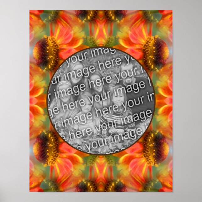 Póster Naranja Zinnia Flower Frame Crea tu propia foto (Frente)