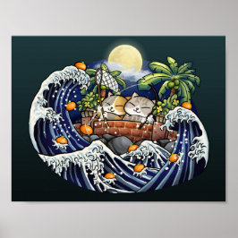 Póster Naranjas chinos de despedida de gatos de Año Nuevo