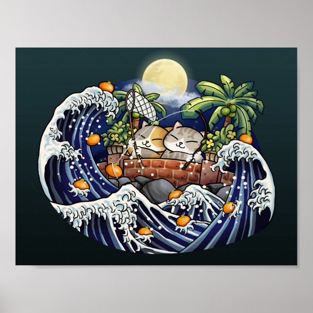 Póster Naranjas chinos de despedida de gatos de Año Nuevo (Frente)