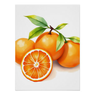 Póster Naranjas de acuarela vibrante