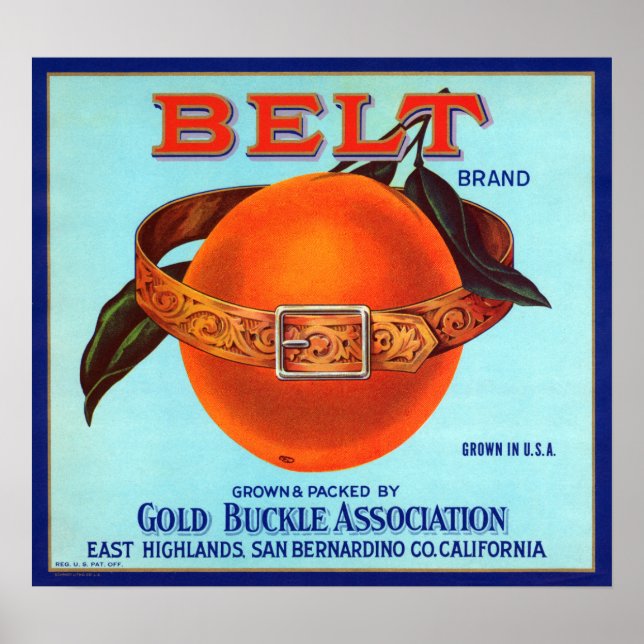 Póster Naranjas de Belt Brand California (Frente)