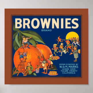 Póster Naranjas de marca KRW Vintage Brownies Fruit Crate