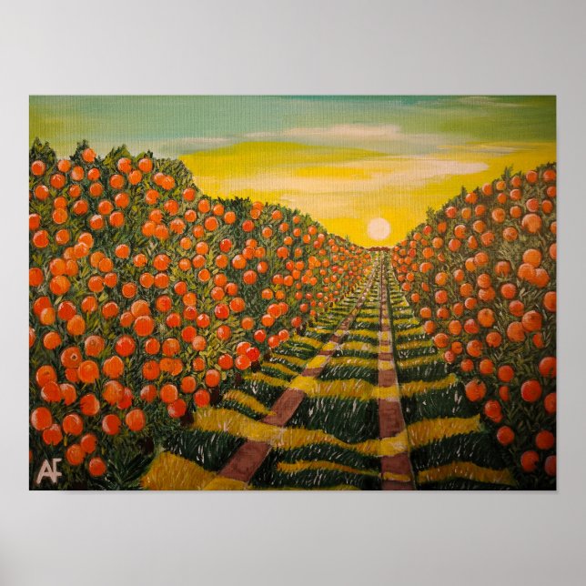Póster Naranjas de Valencia Pintura de Alfred Fox (Frente)