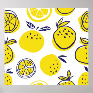 Póster Naranjas De Verano: Patrón De Fruta Elegante.