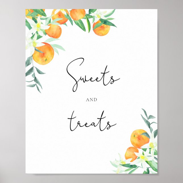 Póster Naranjas dulces y golosinas (Frente)
