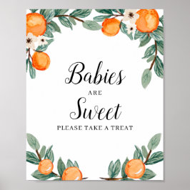 Póster Naranjas gemelos Baby Shower Los bebés son un Rótu