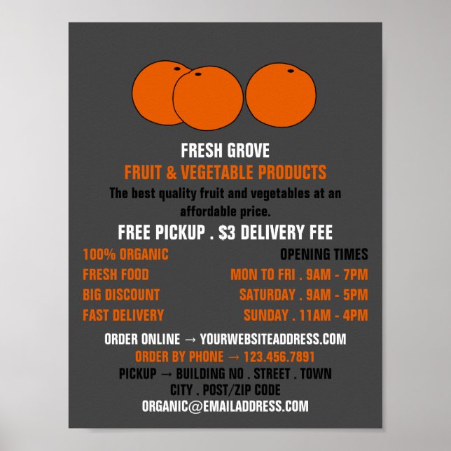 Póster Naranjas, publicidad de Greengrocers (Frente)