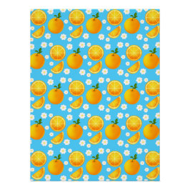 Póster Naranjas y flores blancas