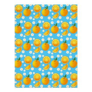 Póster Naranjas y flores blancas
