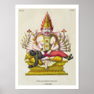 Póster Narasimha, grabado por de Marlet (litho del color)
