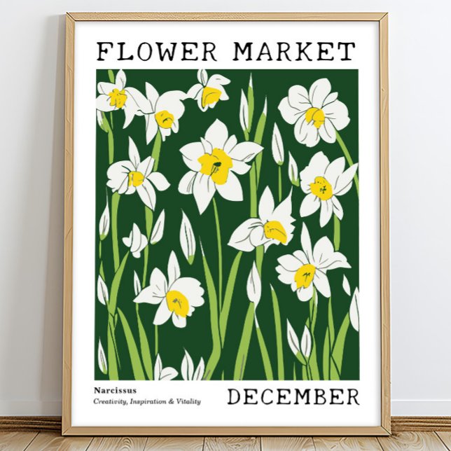Póster Narciso Blanco Verde Diciembre Mercado de flores d (Subido por el creador)