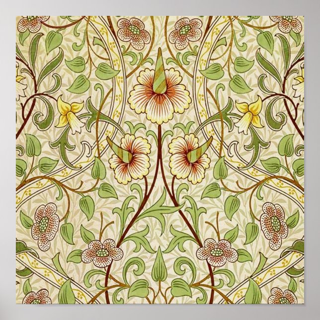 Póster Narciso Clásico Flor de William Morris (Frente)