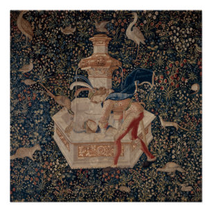 Póster Narciso en el Pozo, Tapiz Medieval