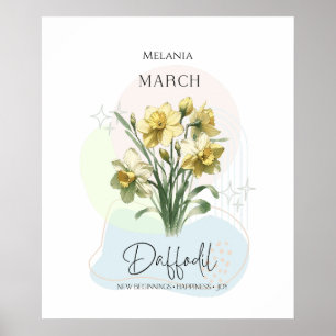 Póster Narciso Flor de Cumpleaños de Marzo