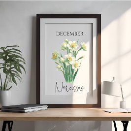 Póster Narciso floral del mes de nacimiento de diciembre