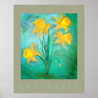 Póster Narcisos en primavera. Pintura acrílica y digital