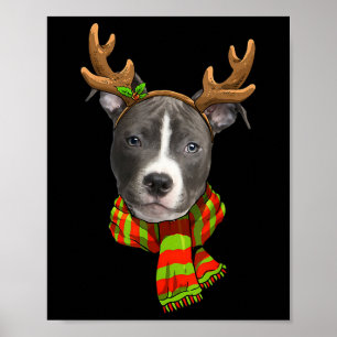 Póster Nariz azul Navidades de Pitbull Mascota de renos P