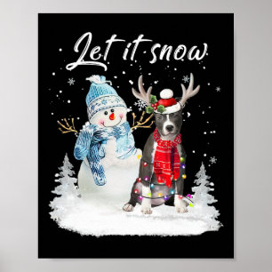 Póster Nariz azul Pitbull Santa Dog Navidades Snowman Xma