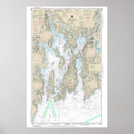 Póster Narragansett Bay Nautical Chart 13221