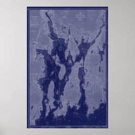 Póster Narragansett Bay Newport Map Nautical Art