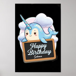 Póster Narwhal sosteniendo una pizarra