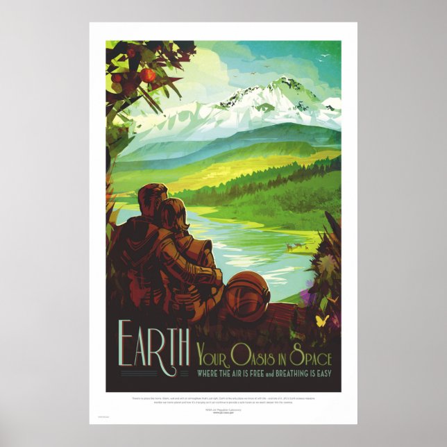 Póster NASA - Afiche de viajes de ExoPlanet Retro Earth T (Frente)