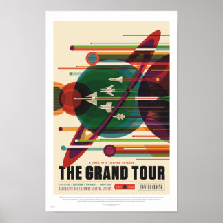 Póster NASA - El gran tour - Afiche de viaje retro