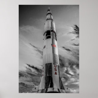 Póster NASA Saturn V - Esplash de color de Estados Unidos