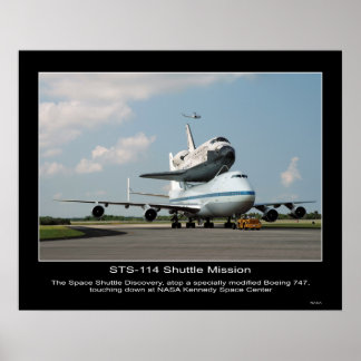 Póster NASA Space Shuttle Discovery hitch ride en Boeing