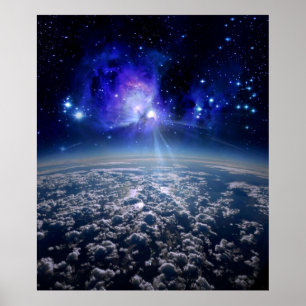 Póster Nasa, tierra en órbita, hermosa tierra desde el es
