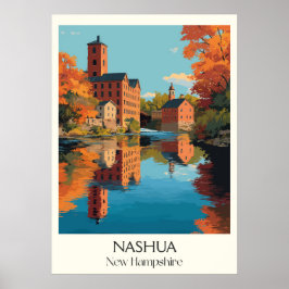 Póster Nashua New Hampshire Mill Town