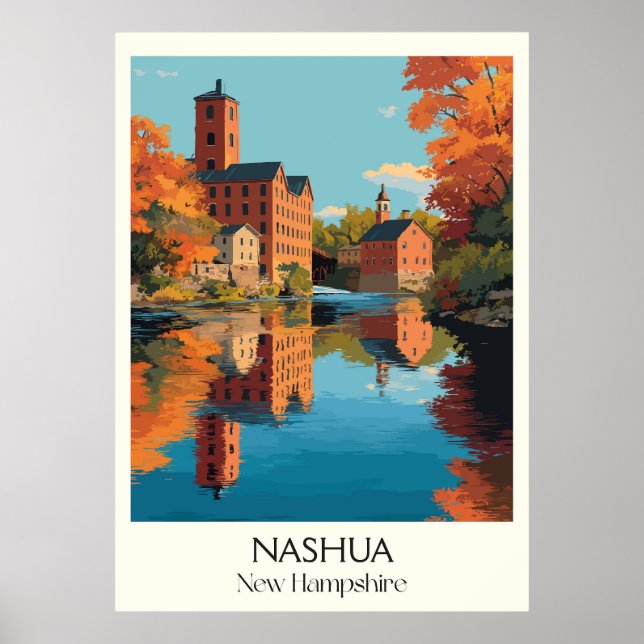 Póster Nashua New Hampshire Mill Town (Frente)