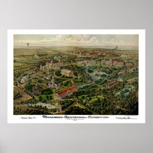 Póster Nashville, mapa panorámico TN - 1897